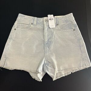 Women's Light Gray Frayed Hem Jean Shorts